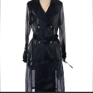 Farro Grano Trench black sheer Dust Coat size M